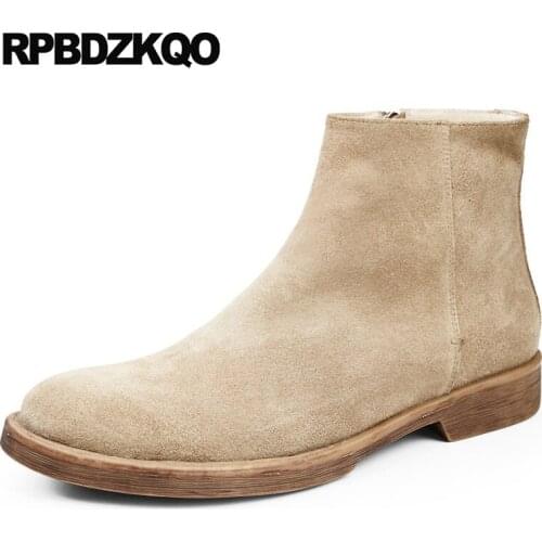 Genuine Leather Boots Comfortable Designer Shoes Men High Quality Short Suede Autumn Booties Zipper Vintage Full Grain Top Fall