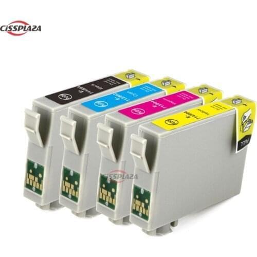 CISSPLAZA 4 x Compatible T0711 T0712 T0713 T0714 Ink cartridge for Epson stylus DX8400 DX8450 DX9400 DX9400F with chip t0891