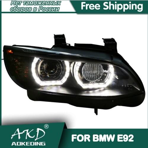 For Car BMW E92 Headlights 2005-2012 DRL Day Running Light LED Bi Xenon Bulb Fog Lights Car Accessory 330i 335i E93 Head Lamp