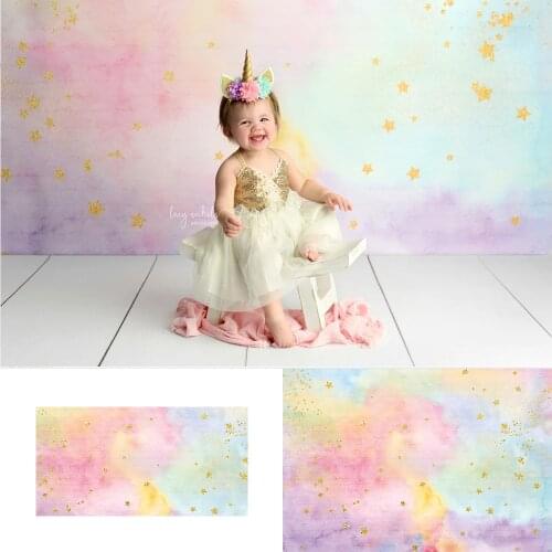 Colorful sky glitter stars backdrop for photography watercolor sky portrait newborn photography background photocall photophone