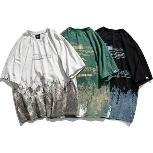 Japanese Style Mens T Shirt Ovesersized Print Short Sleeve O Neck Harajuku Fashion Streetwear Hip Pop Cotton Male Clothing