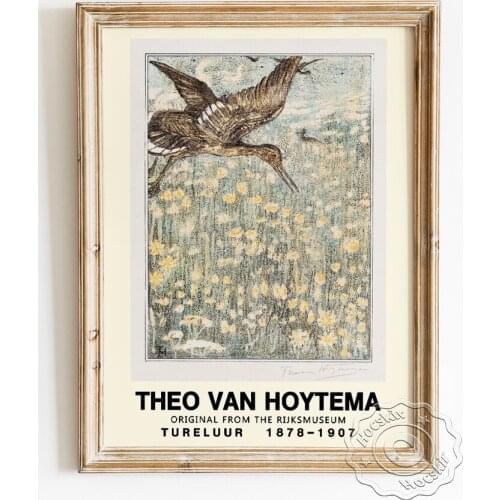 Theo Van Hoytema Exhibition Museum Art Prints Poster, Tureluur Natural Scenery Canvas Painting, Animal Birds Vintage Home Decor