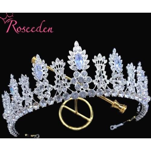 Classic CZ Stone Princess Tiara Crown Austrian Rhinestone Wedding Bridal Headband RE3903