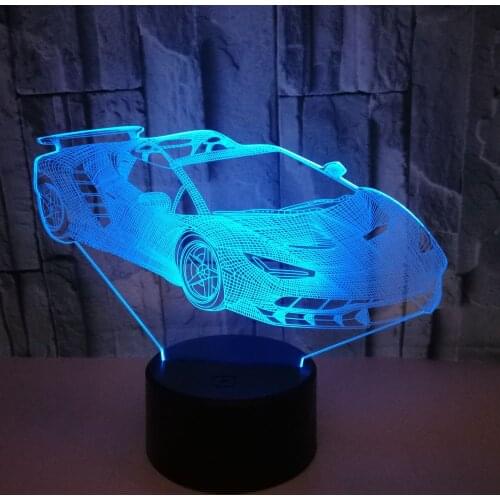 Cool Supercar 3D Lamp LED USB Fashion Grand Touring car Night Light Boys Kids Gifts Home Bedroom Desk Beside Sleeping Decor