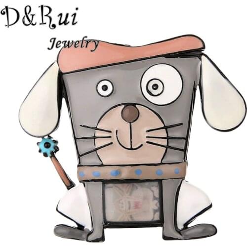 Best-selling Cute Enamel Pin Anime Cartoon Dog Animal Pins and Brooches Alloy Metal Gray Jewelry Coat Brooch for Girls Boy Woman