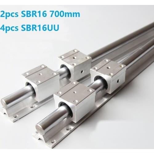 2pcs SBR16 700mm support rail linear guide + 4pcs SBR16UU linear blocks beairng for CNC router parts linear rail