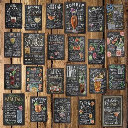 [ Mike86 ] Cocktail Beer Wine Food Metal Sign Hotel Pub Vintage Mural Rust Painting art Wall Poster Art 20*30 CM LT-1744