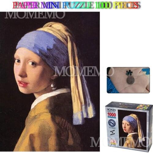 Girl with A Pearl Earring Mini Jigsaw Puzzle 1000 Pieces Paper Puzzle Toys Adults Old Master 1000 Pieces Puzzle Size 29*42cm