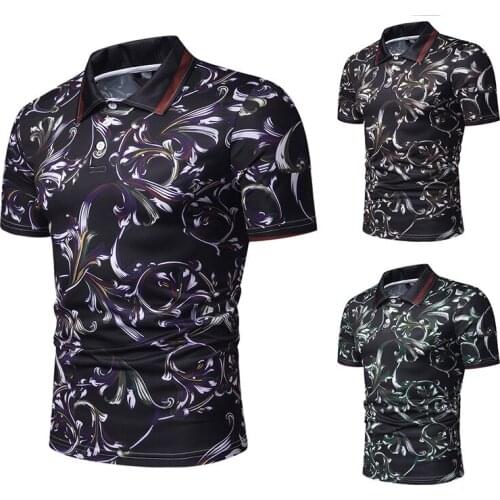 Mens fashion floral print summer trend mens new short-sleeved T-shirt men clothes 2018