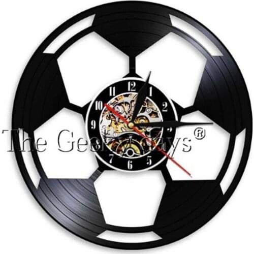 Football Model Wall Clock Childrens Bedroom Modern Decoration Boutique Motion Indoor Wall Clocks Vinyl Wall Watch Retro Clocks