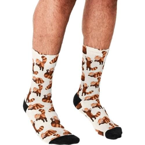 2021 Funny Socks Men harajuku Red Panda Pattern Pattern Printed Happy hip hop Men Socks Novelty Skateboard Crew Casual socks