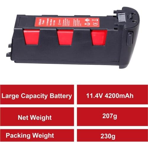Wholesale! 11.4V 4200mAh Battery for Hubsan H117S Zino GPS RC Drone Quadcopter Spare Parts Intelligent Flight Battery Red