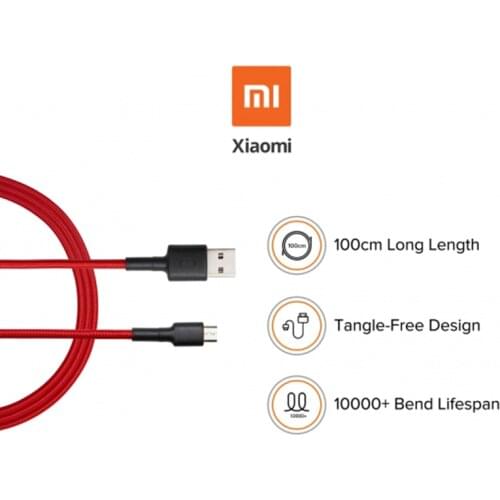 Original Xiaomi Mi Micro USB Braided Cable 100cm Micro USB 2.0 Type A Black\Red Charge Sync Cable