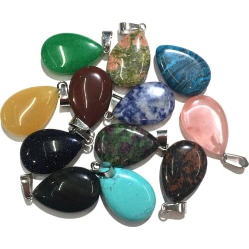 Drop-shaped Rose Quartzs Malachites Pendant Reiki Healing Natural Stone Amulet DIY Jewelry Natural Stone Charms Size 16x24mm