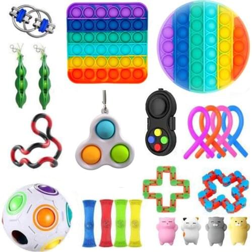 Fidget Toy Sets with Pop Pack Antistress Figet Toys Box Set Fidget Toys Pack Set Push Pops Bubble Sensory Toy Squishy Stress
