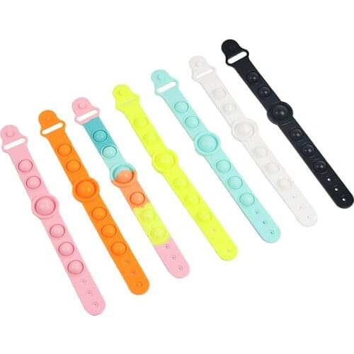 Color Fidget Light Dimple Bracelet Toy Stress Relief Hand Figet Toy Safe And Non-Toxic Soft Silicone Wristband