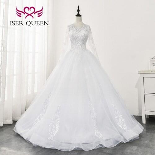 Sheer Neck Long Sleeves Illusion Sexy Wedding Party Dress Pure White Lace Appliques Pearls Beaded Wedding Dresses New WX0164