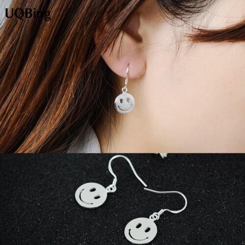 Fashion 100% Pure 925 Silver Drop Earrings Smile Face Earrings Jewelry Pendientes Brincos Fashion Jewelry