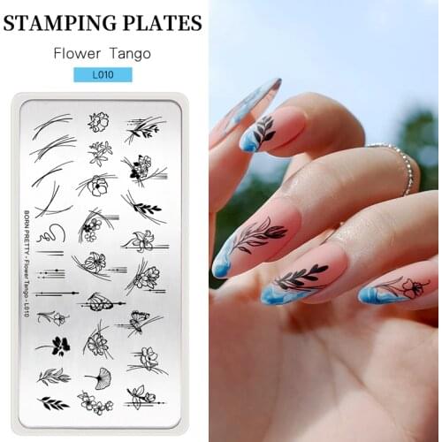 BORN PRETTY Flower Tango Design Stamping Plates Gemetory Artist Texture Nail Stamping Template Printing Image Stencil For Nails