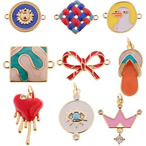 Heart Eye Crown Charms for Jewelry Making Supplies Gold Angel Charm Geometric Pendant Design Diy Charms for Earrings Necklace