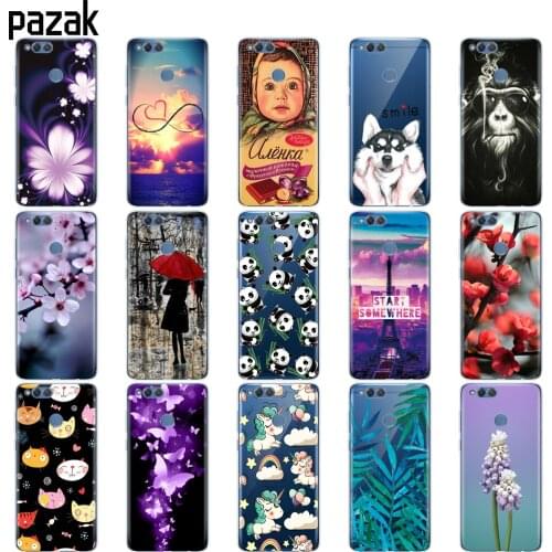Silicone case for huawei honor 7X case soft tpu phone shell back cover 360 full protective printing transparent clear coque
