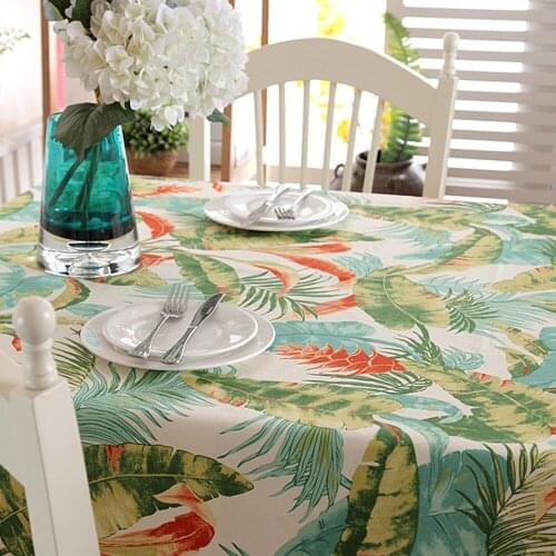 Green Leaves Polyester Tablecloths Kitchen Items Coffee Table For living Room Home Decor Dining Table