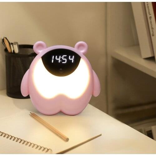 Modern Intelligent ABS Alarm Clock Plastic Cute Cartoons Nordic Bed Side Sleep Trainer Nixie Clock Horloge Kids Gift EK50AC