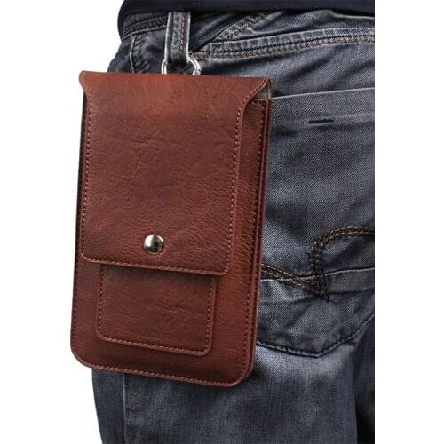 For All Smart Phone6.3inch Below Outdoor Double Carabiner Pockets Bag For Multi Phone Model Cover Hook Loop Belt PTU Holster Bag