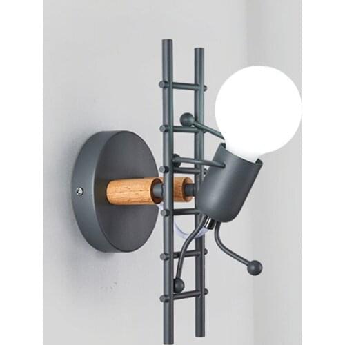 E27 Nordic Creative Personality Cartoon Climbing Stairs LED Wall Lamps Bedroom Bedside Hotel Aisle Corridor Wall Light