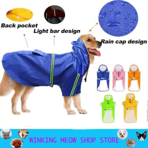 Waterproof Dog Raincoat Jumpsuit Rain Coat For Big Medium Small Dogs Pet Cloak Labrador Golden Retriever Husky Jacket S-XXXXXL