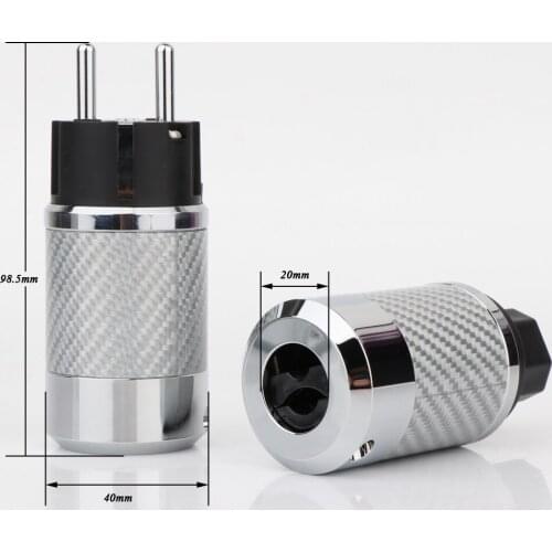 WCF4-ER Hi-End Carbon Fiber Rhodium Plated With Gasket European Standard AC Power Plug IEC Female DIY Mains Power Connector