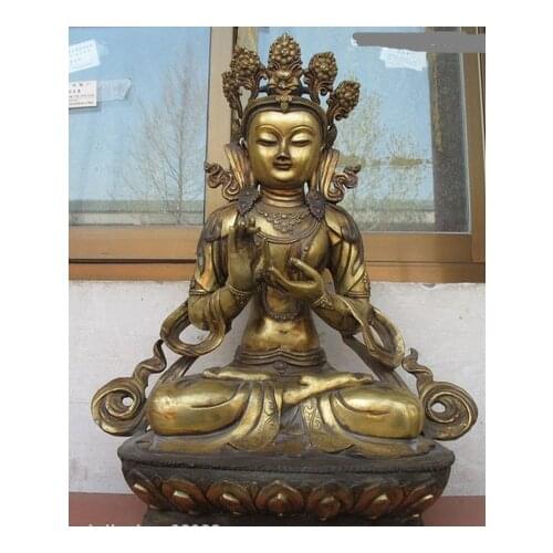 Xd 001385 24"Tibet Folk temple Bronze Gild Maitreya Kwan-yin Buddha Bodhisattva statue