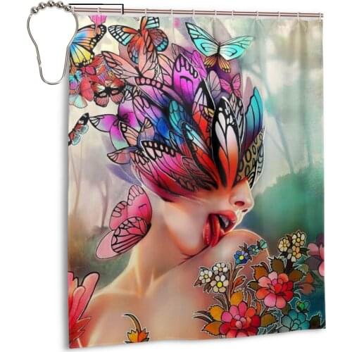 3D Fairy Butterfly Shower Curtains Bathroom Curtain Frabic Waterproof Polyester Lovely spirit Bath Curtain with Hooks