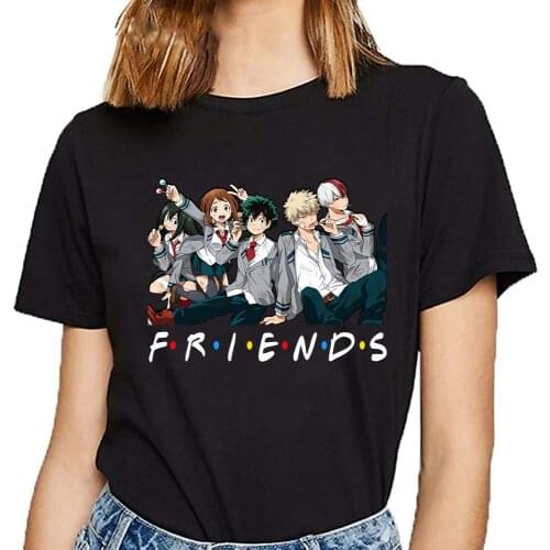 Japanese Anime Boku No Hero Academia Friends T Shirt Women T-shirt