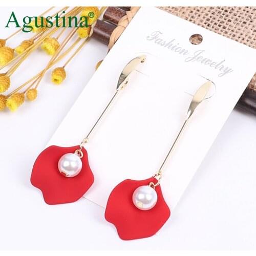 Agustina 2020 Red Flower Earrings Women Long Earrings Fashion Jewelry Boho Drop Earrings Dangle Earring Cute Earings Wholesale