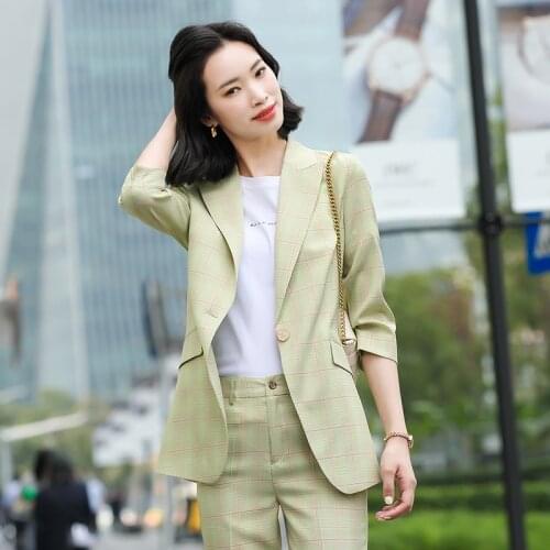 New Fashion Styles Spring Summer Half Sleeve Business Blazers Suits OL Styles for Women Pantsuits Female Professional Blazers