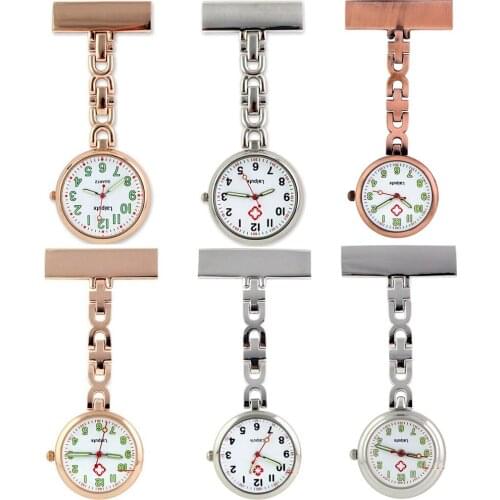 10pcs/lot 4 Styles Antique Fashion Small Alloy Metal Luminous Numbers Nurse Doctor FOB Pins Pocket Watches Hospital Timers Clock