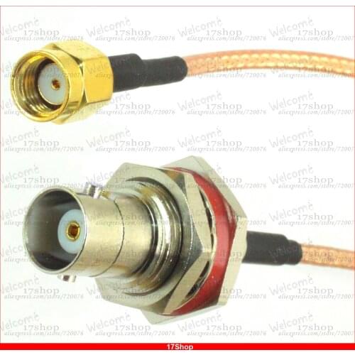 10PCS RP-SMA male plug to BNC female bulkhead RG-316 cable jumper pigtail 15cm