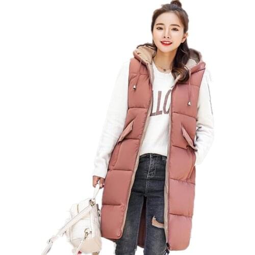 2019 New Fashion Hooded Women Down Cotton Vest Female Autumn Winter Women Waistcoat Warm Thicken Outerwear High Quality VestQ467