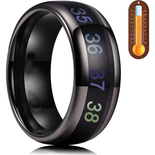 2021 New Smart Sensor Body Temperature Ring Stainless Steel Fashion Display Real-time Temperature Test Finger Ring