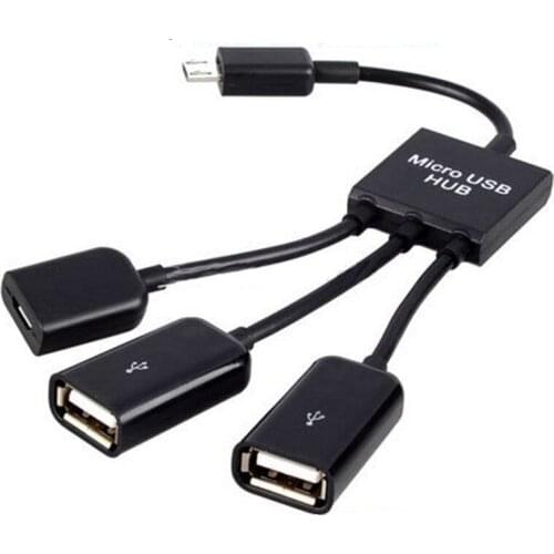 50pcs/lot* 3 in 1 micro usb OTG Hub Cable Connector Spliter 3 Port Micro USB Power Charging Charger For MP3 DVD