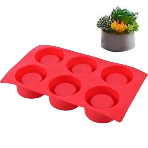 6 Holes Silicone Mold for Concrete Planter Flower Pot Molds Homemade Succulent Plants Pot Cement Clay Molds Home Office Decor