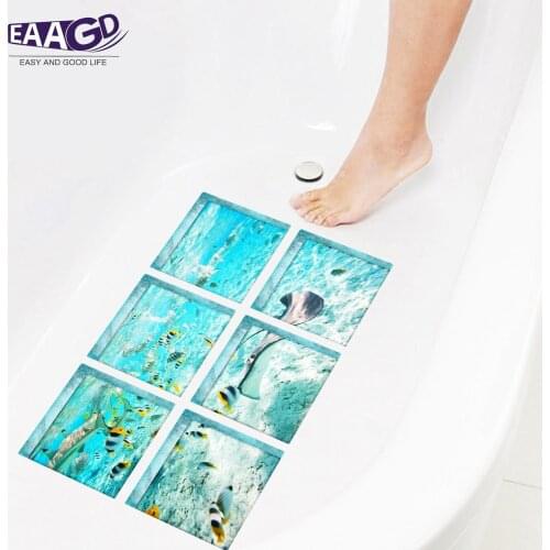 6Pcs/Set Underwater World Bath Treads Sticker Safety Non Slip Bath Tub Tattoos Tub Stickers Tub Decals Tub Appliques