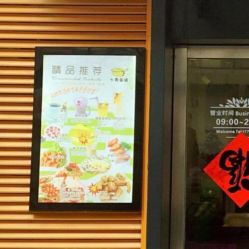 6PCS Outdoor Super Slim Black Aluminum Frame Restaurant LED Illuminated Menu Boards,Fast Food Shop Light Boxes