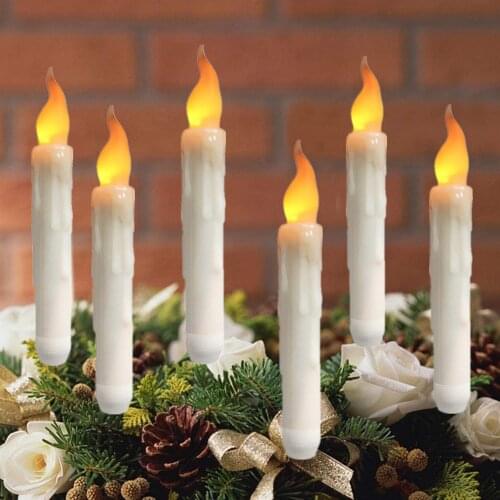 6Pcs LED Flameless Taper Candles 16.6CM Tall Tapered Battery Operated Warm Yellow Flickering Flame LED Candle Tealight 40%Off