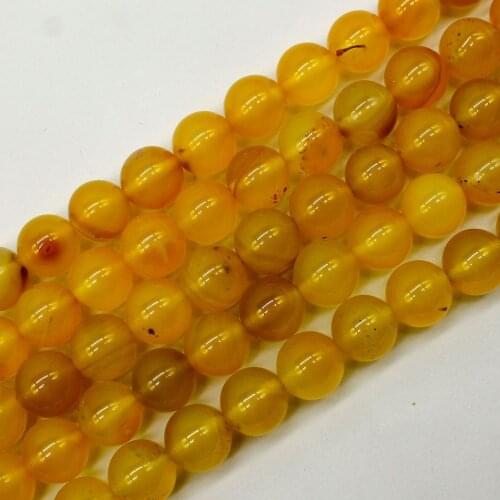 Atural Gem Stone Yellow Agates Loose Beads 4 6 8 10 12 MM Fit DIY Bracelet Necklace For Jewelry Making Wholesale