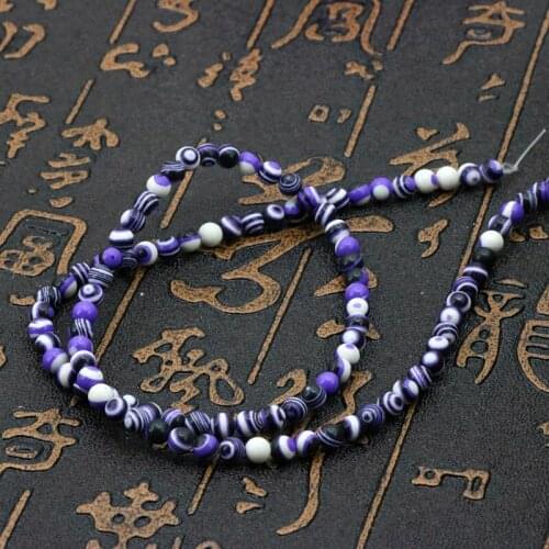 Round shape purple stripe malachite 4mm loose beads 15 inch DIY stone accessories women jewelry making design bracelet&necklace