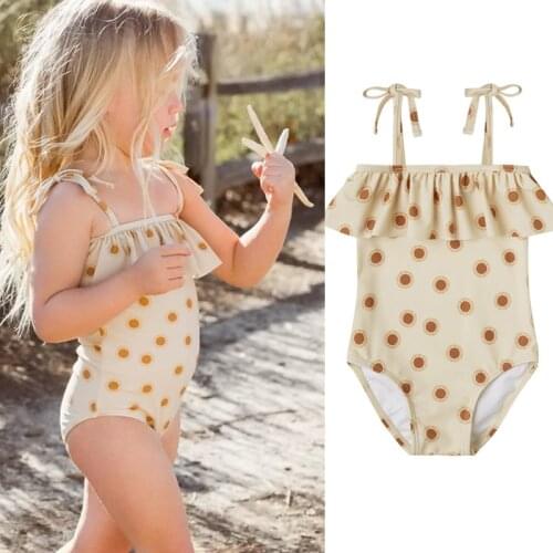 Little Girls Swimsuit Ice-Cream Printed Summer One-Piece Swimwear Cute Bikini Causal Bathing Beach Costume For 1-5 Years Kids