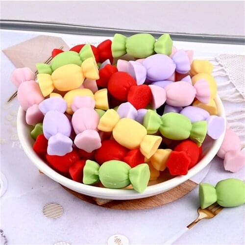 Julie Wang 10PCS Resin Cartoon Candy Charms Random Color Artificial Food Pendants Jewelry Making Accessory Decor