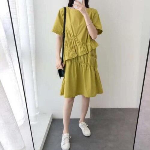 F1929 dress summer Avocado Green wrinkle tricolor dress casual fashion womens wear